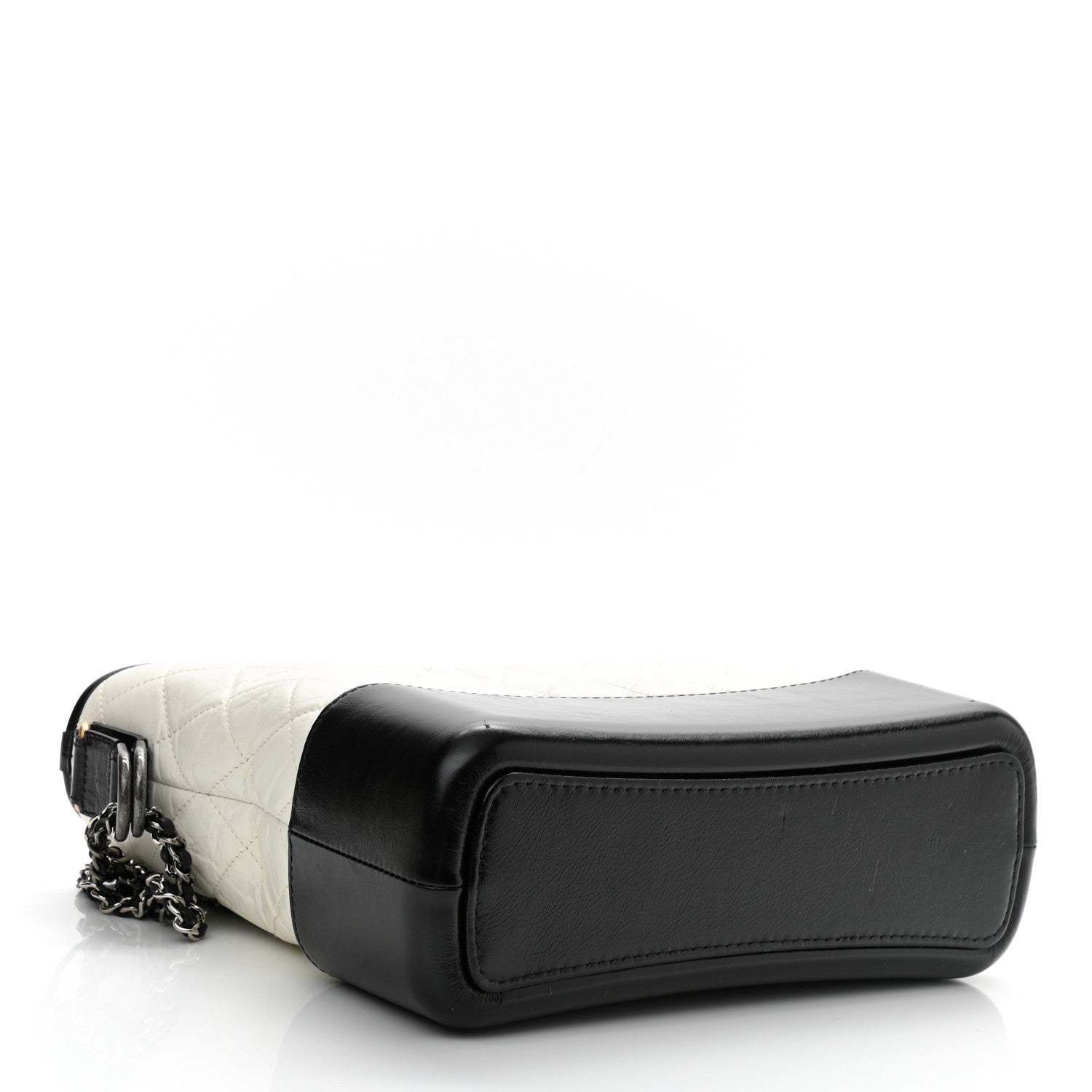 Chanel Aged Calfskin Quilted Medium Gabrielle Hobo Black White 7 of 21
