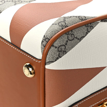 Gucci GG Supreme Monogram Calfskin Rhombus Print Duffle Bag Beige Ebony Mystic White Hazel Brown 10 of 10
