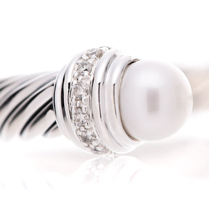 David Yurman Sterling Silver Diamond Pearl 7mm Cable Classics Bracelet 4 of 7