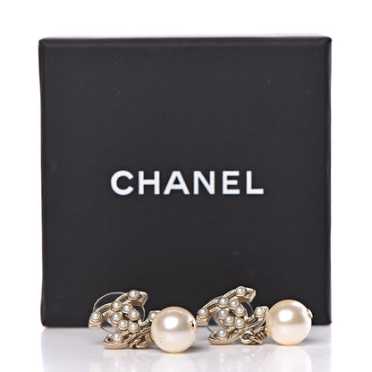 Chanel Pearl CC Drop Earrings Light Gold 5 of 5