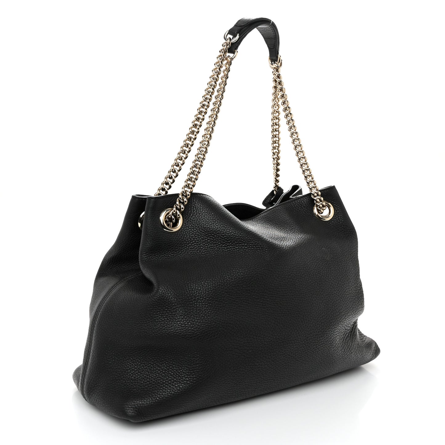 Pebbled Calfskin Medium Soho Chain Shoulder Bag Black