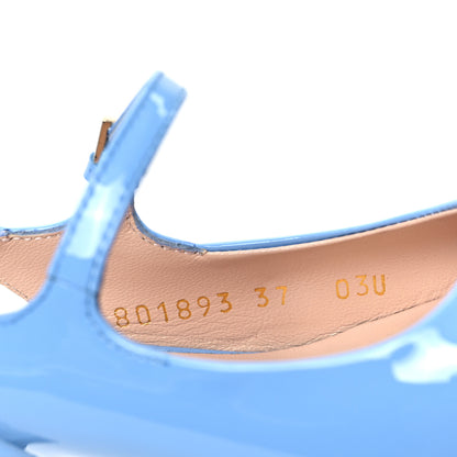 Gucci Vernice Crystal Horsebit Charlotte 42mm Slingback Pumps 37 Glacial Blue 8 of 9
