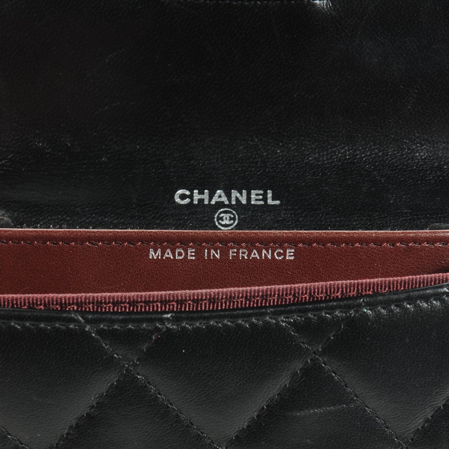 Lambskin Quilted Small Compact Wallet Black