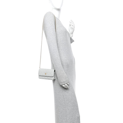 Chanel Lambskin Pearl Crush Quilted Flap Phone Holder With Chain Light Grey 2 of 12