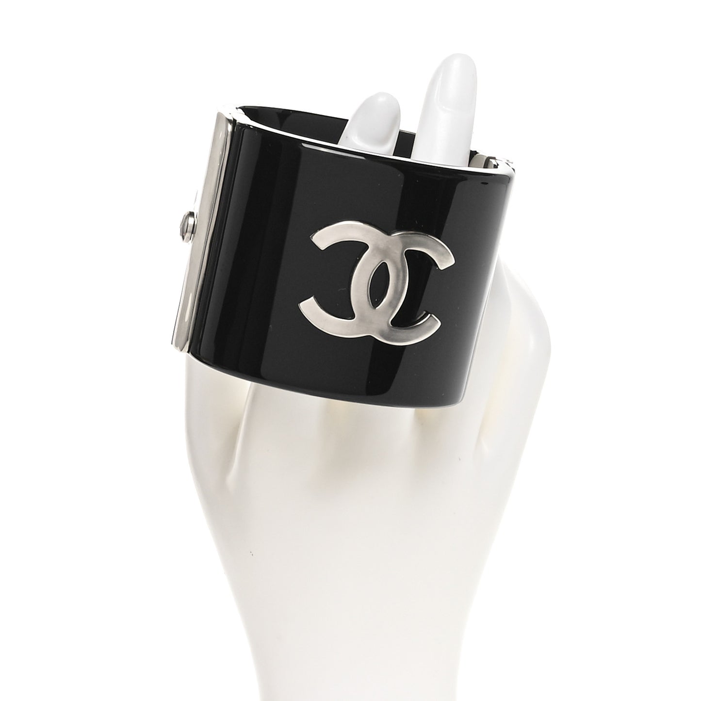 Resin Pearl CC Cuff Bracelet Black