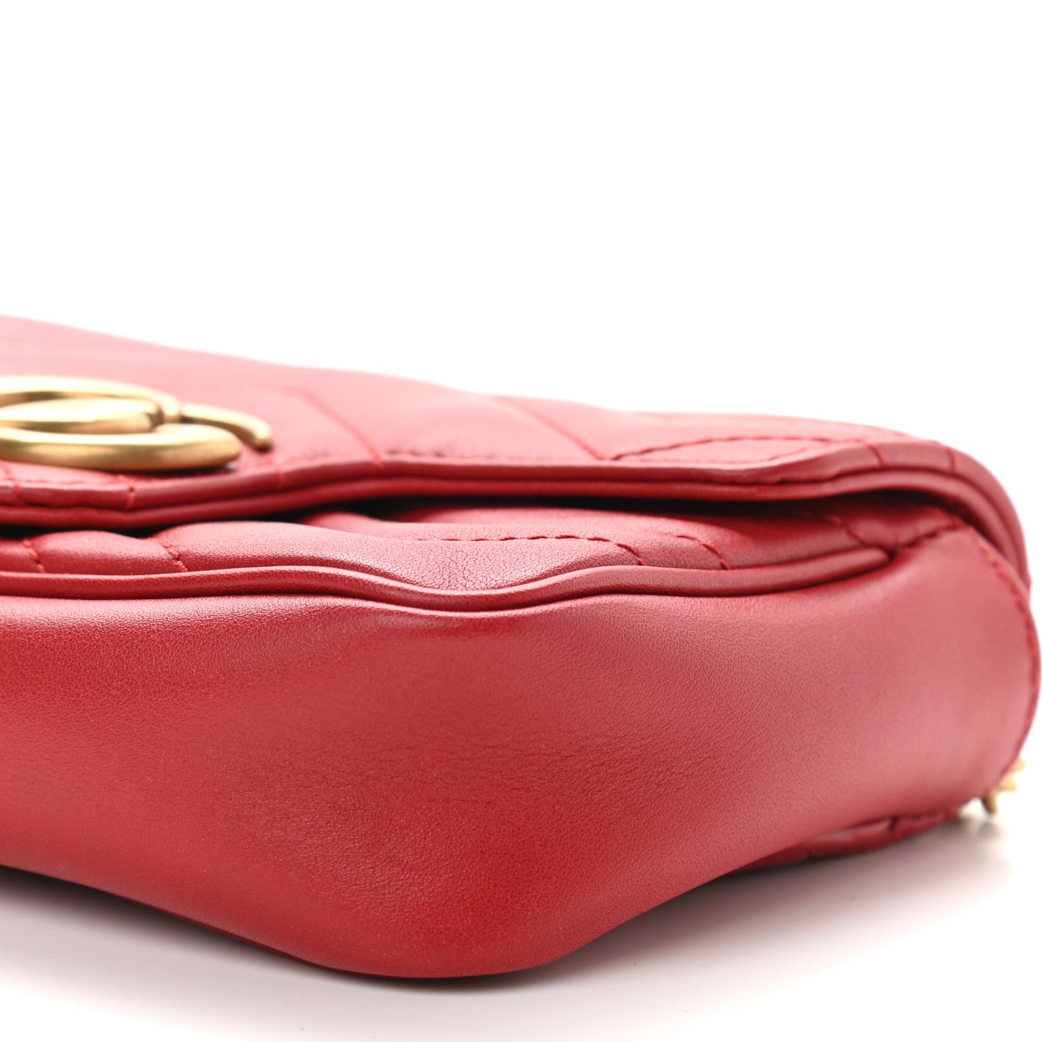 Gucci Calfskin Matelasse Super Mini GG Marmont Shoulder Bag Hibiscus Red 9 of 9