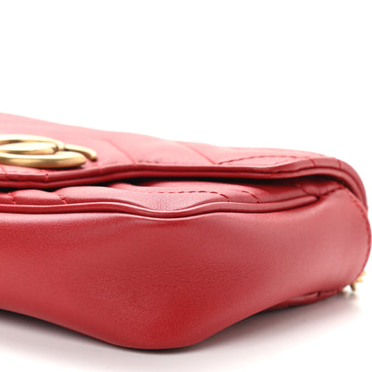 Gucci Calfskin Matelasse Super Mini GG Marmont Shoulder Bag Hibiscus Red 9 of 9