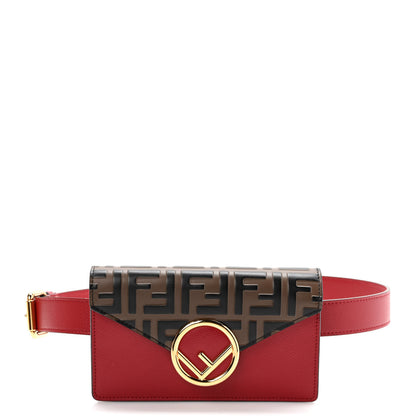Fendi Vitello Cruise F is Fendi Bi-Color FF 1974 Embossed Envelope Belt Bag Maya Black Fragola 1 of 10