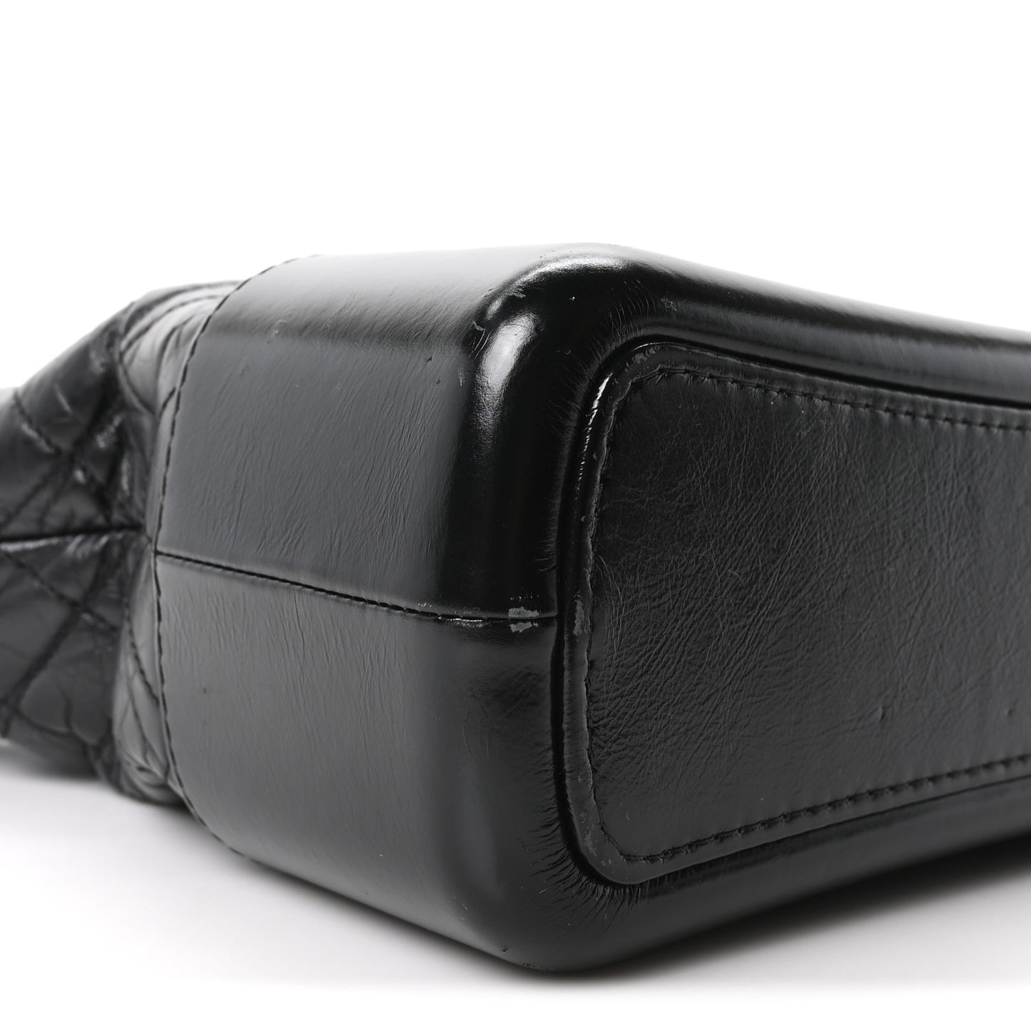 Aged Calfskin Quilted Large Gabrielle Hobo Black
