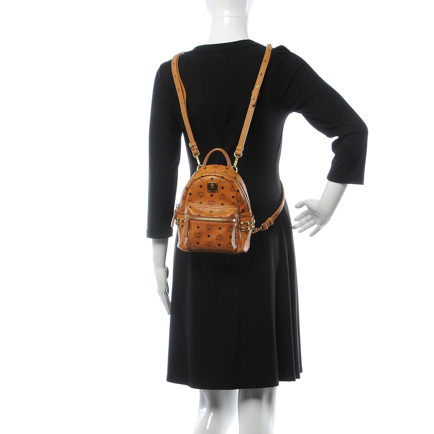 MCM Visetos Side Stud Mini Stark Backpack Cognac 2 of 8