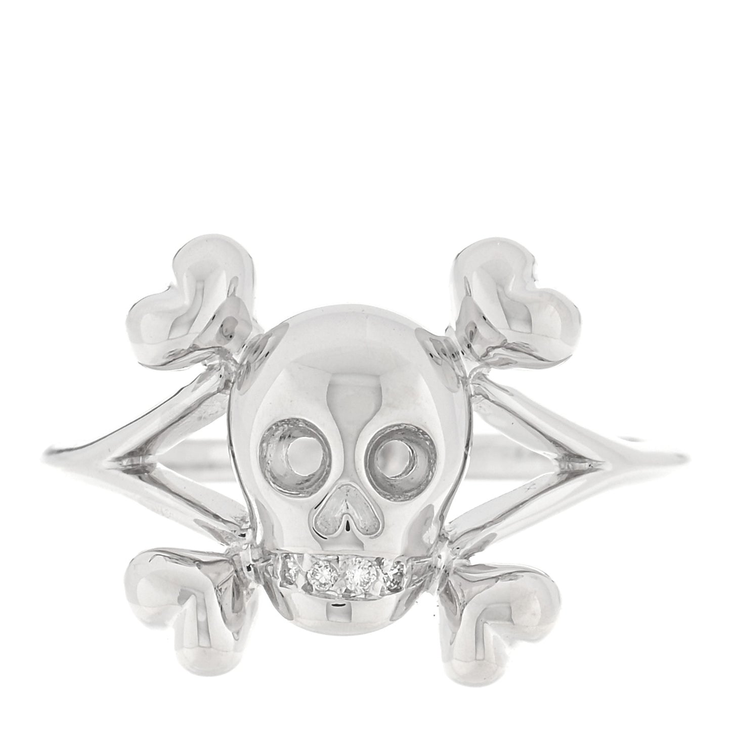 18K White Gold Diamond Tete de Mort Ring 50 5.25