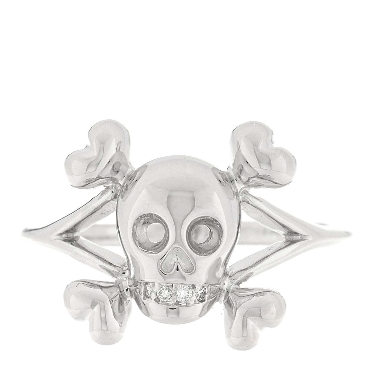 Christian Dior 18K White Gold Diamond Tete de Mort Ring 50 5.25 1 of 4
