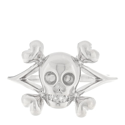 Christian Dior 18K White Gold Diamond Tete de Mort Ring 50 5.25 1 of 4
