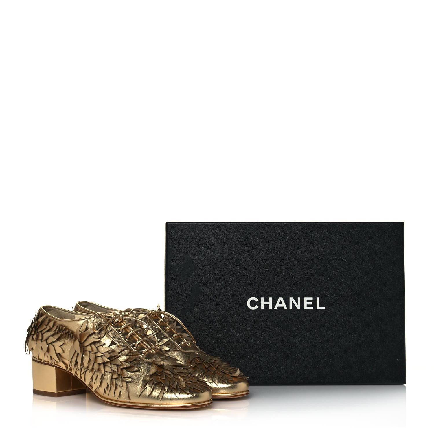 Chanel Lambskin Lace Up Oxfords 39 Gold 10 of 10