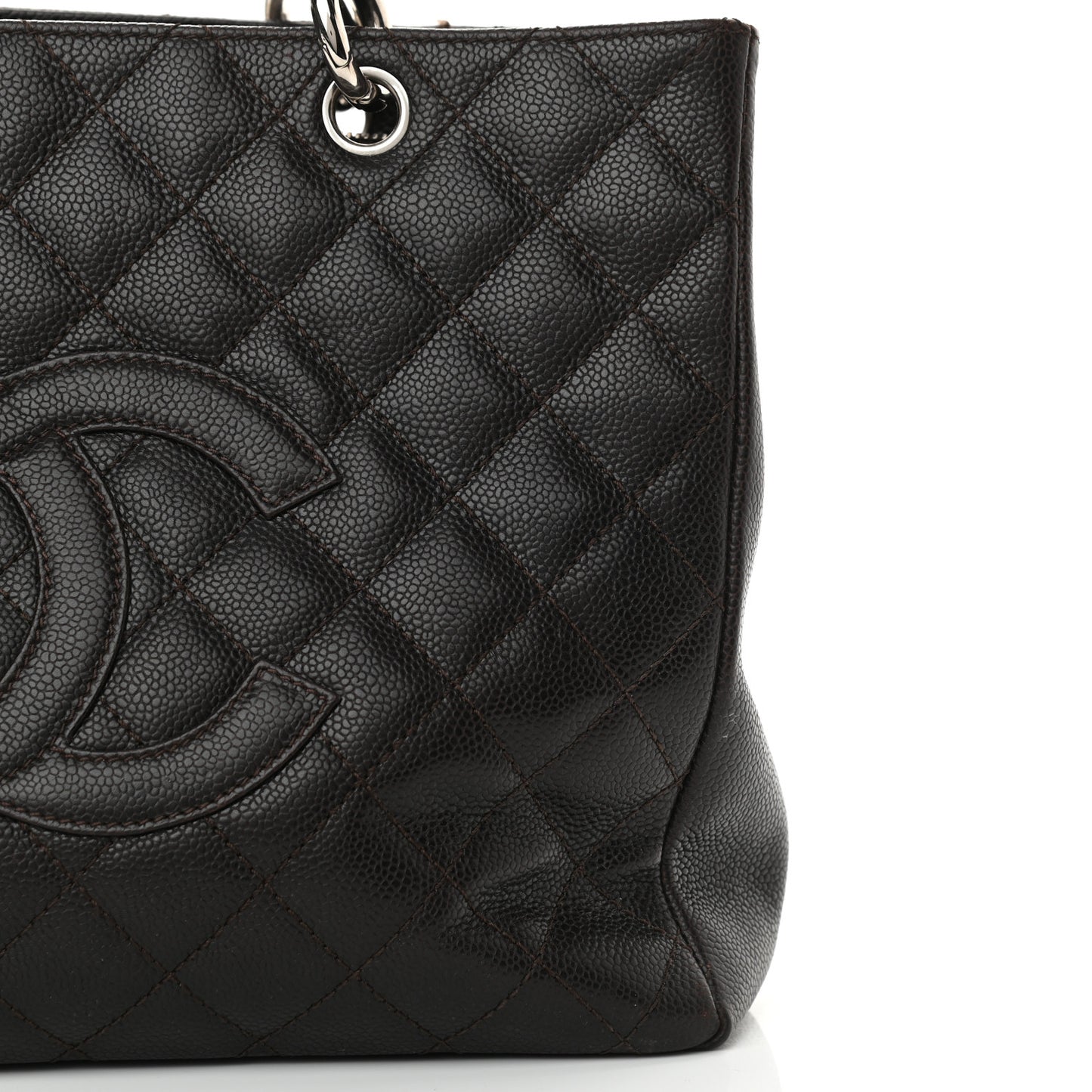 Caviar Quilted Grand Shopping Tote GST Dark Brown