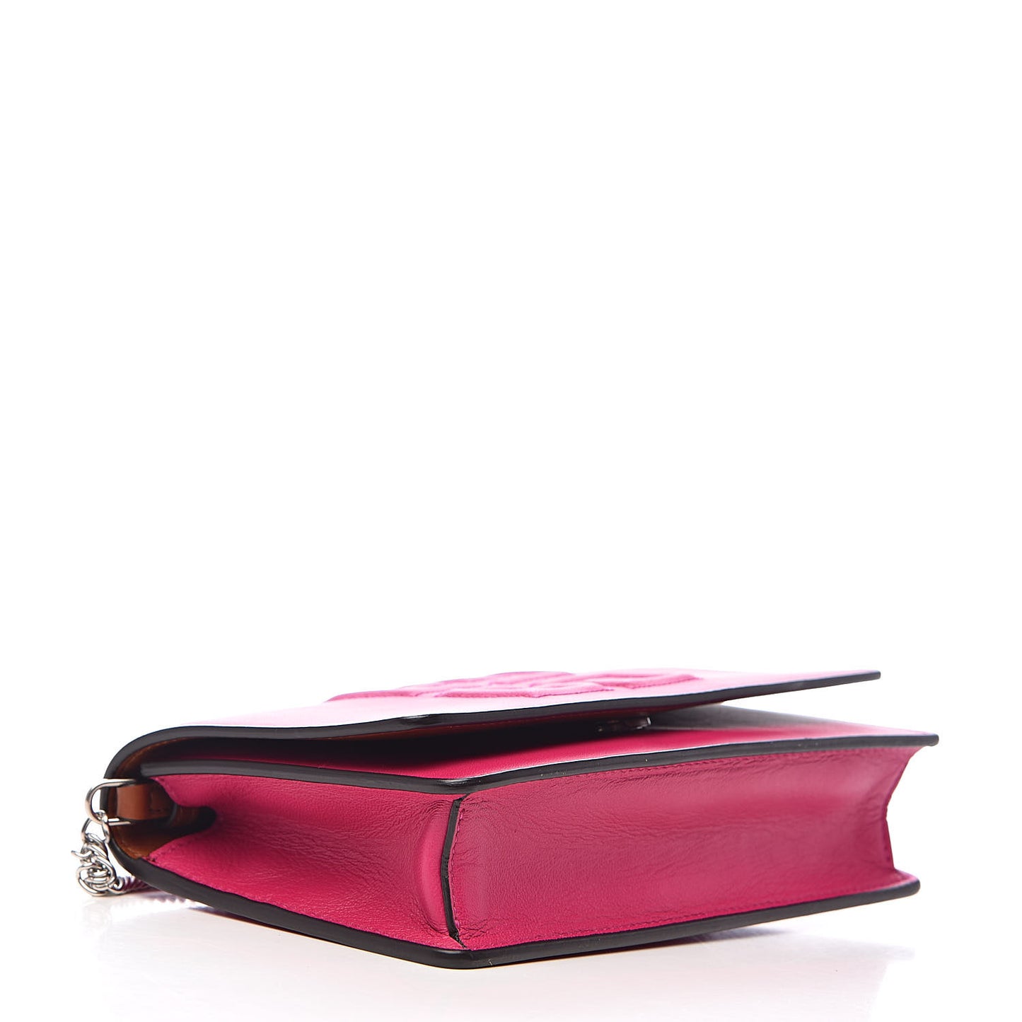 Lambskin Emblem Chain Wallet Cyclamen
