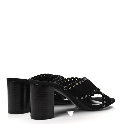 Saint Laurent Suede Eyelet LouLou 70 Mules 37 Black 4 of 8