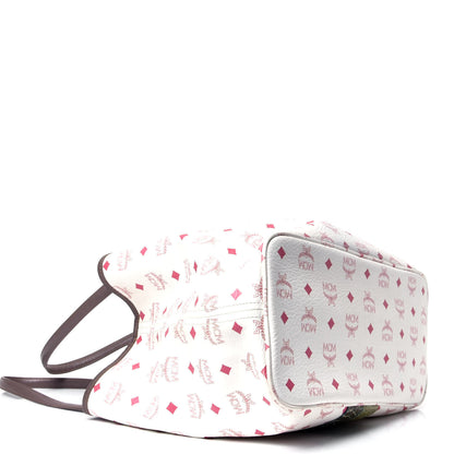 MCM Visetos Striped Munich Lion Tote White 3 of 4