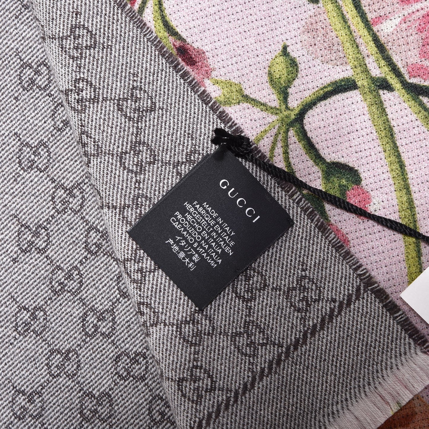 Wool GG Monogram Miniorophin Scarf Shell Pink