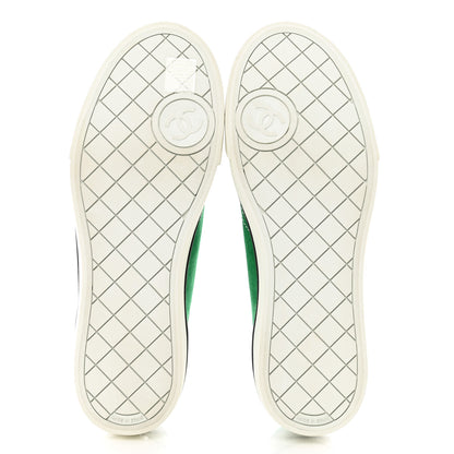 Chanel Suede Calfskin Lace Up Cap Toe Sneakers 41 Green 5 of 8