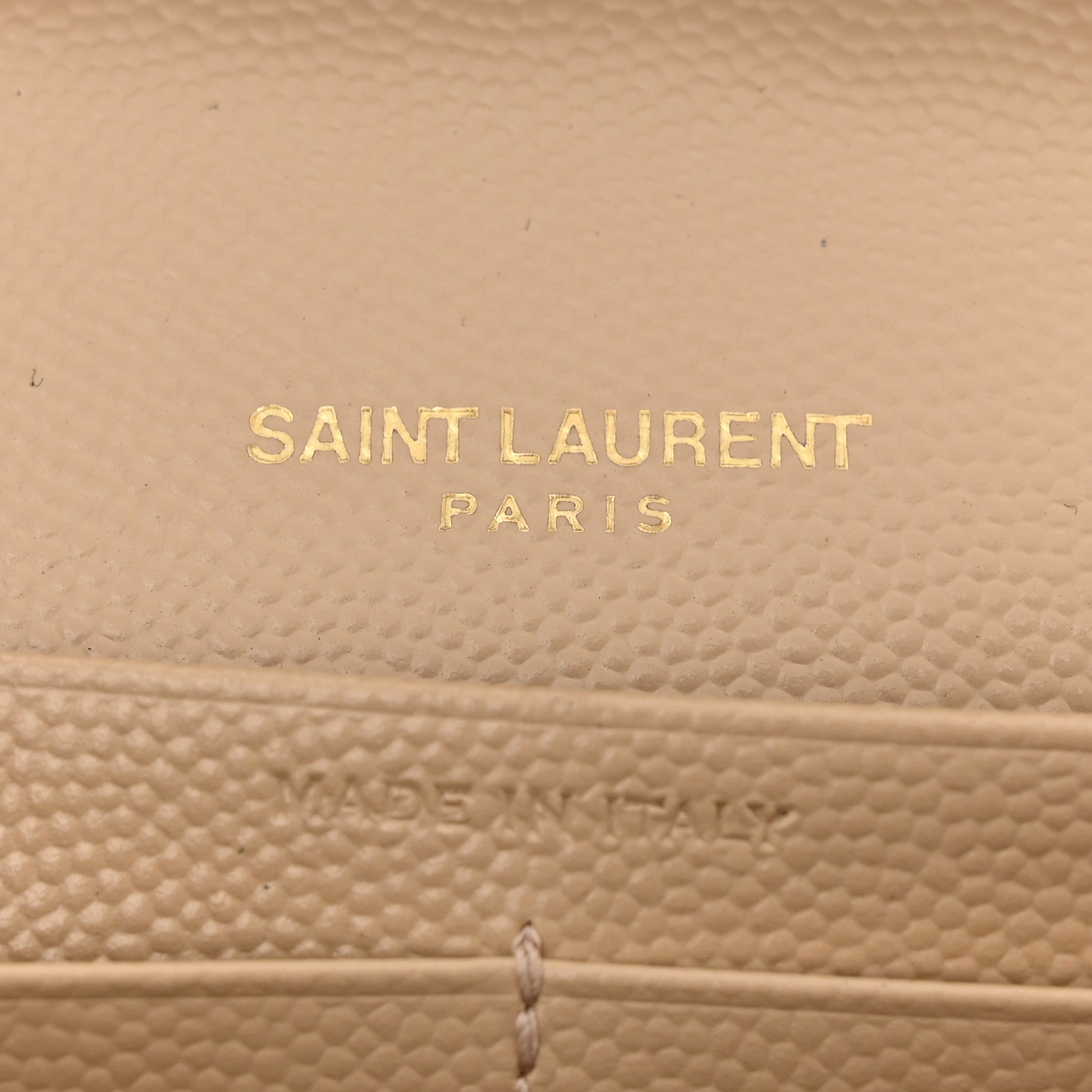 Saint Laurent Grain De Poudre Matelasse Chevron Monogram Chain Wallet Dark Beige 6 of 12
