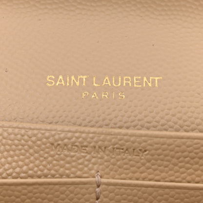 Saint Laurent Grain De Poudre Matelasse Chevron Monogram Chain Wallet Dark Beige 6 of 12