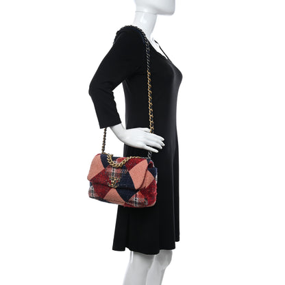 Chanel Tweed Quilted Medium Chanel 19 Flap Red Navy Multicolor 2 of 10