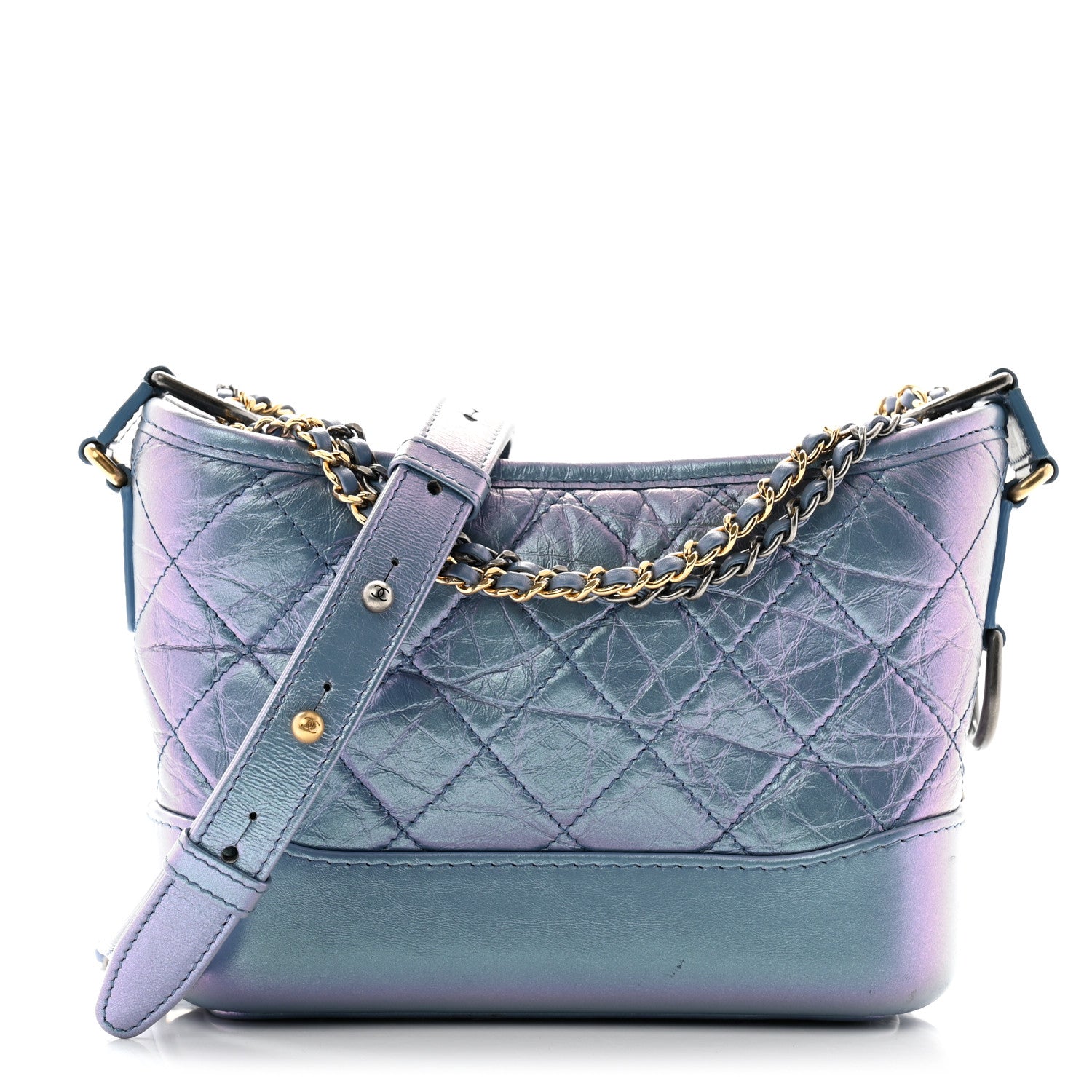 Chanel Iridescent Aged Calfskin Quilted Small Gabrielle Hobo Blue 1 of 11