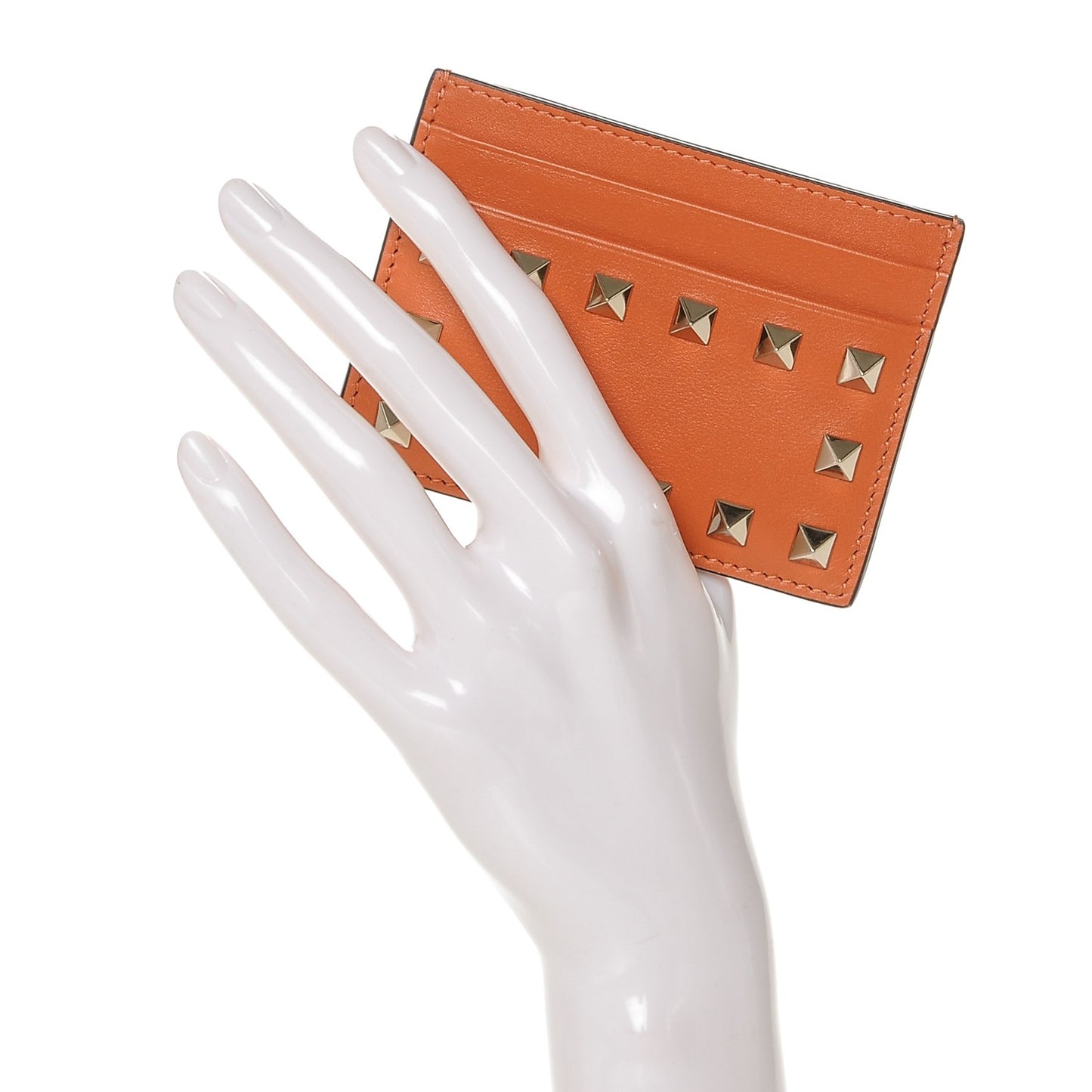 Vitello Rockstud Card Holder Orange