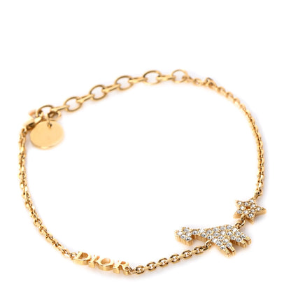 Christian Dior Crystal Diorable Giraffe Logo Bracelet Gold 1 of 4