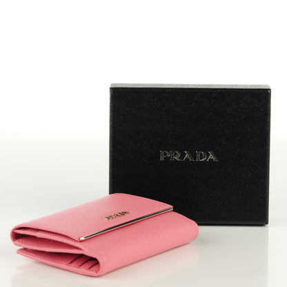Prada Saffiano Compact Metal Bar Flap Wallet Petalo 4 of 8