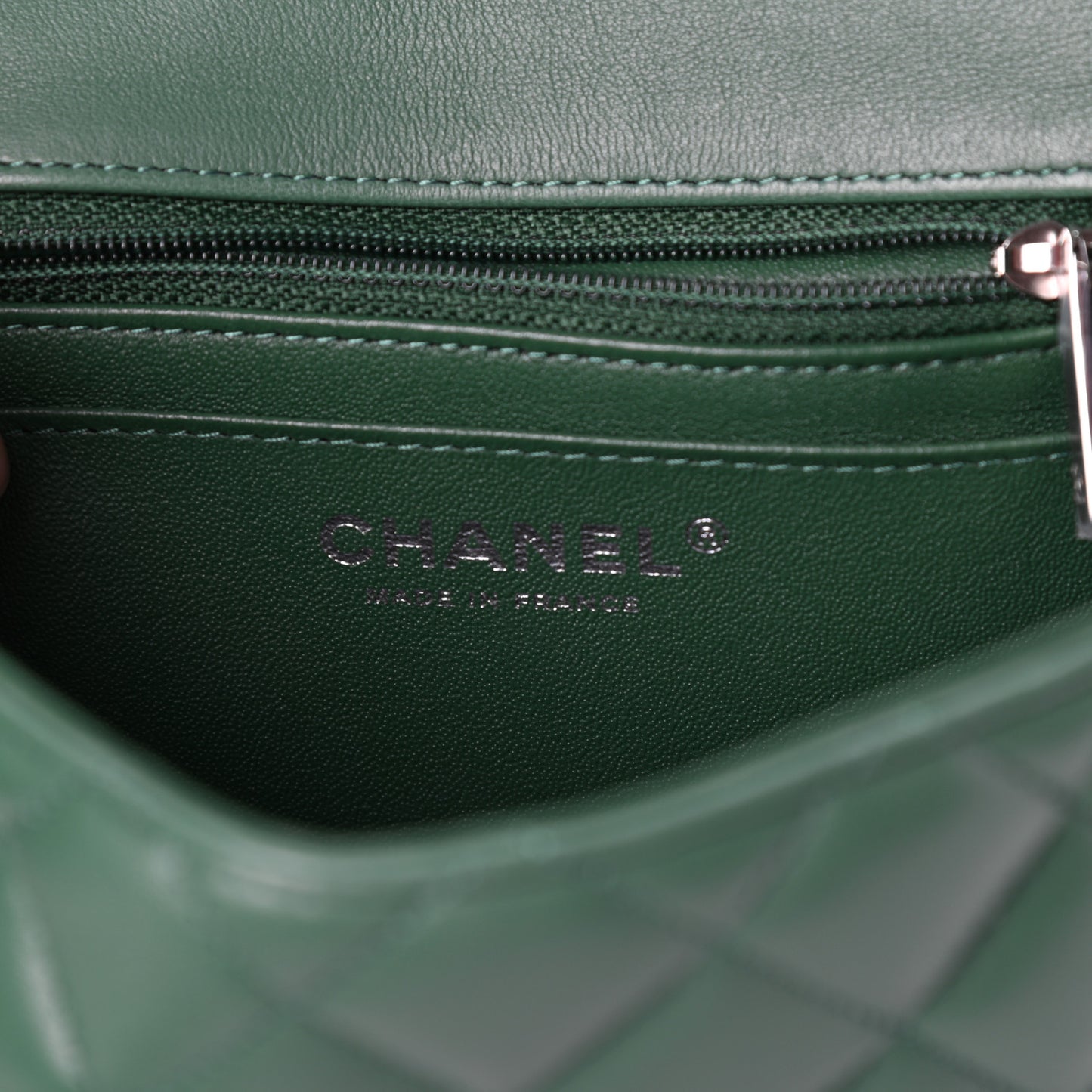 Lambskin Quilted Mini Square Flap Green