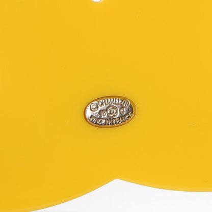 Chanel Resin Glitter Crystal CC Brooch Yellow Blue 4 of 5