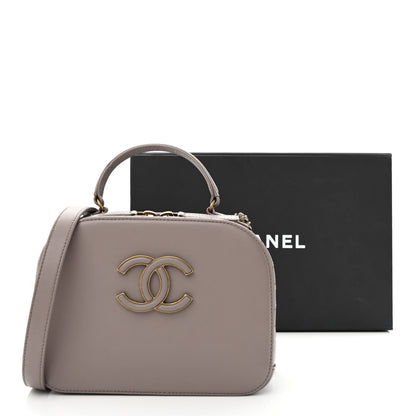 Chanel Shiny Calfskin Goatskin Quilted Coco Curve Vanity Grey 11 of 11