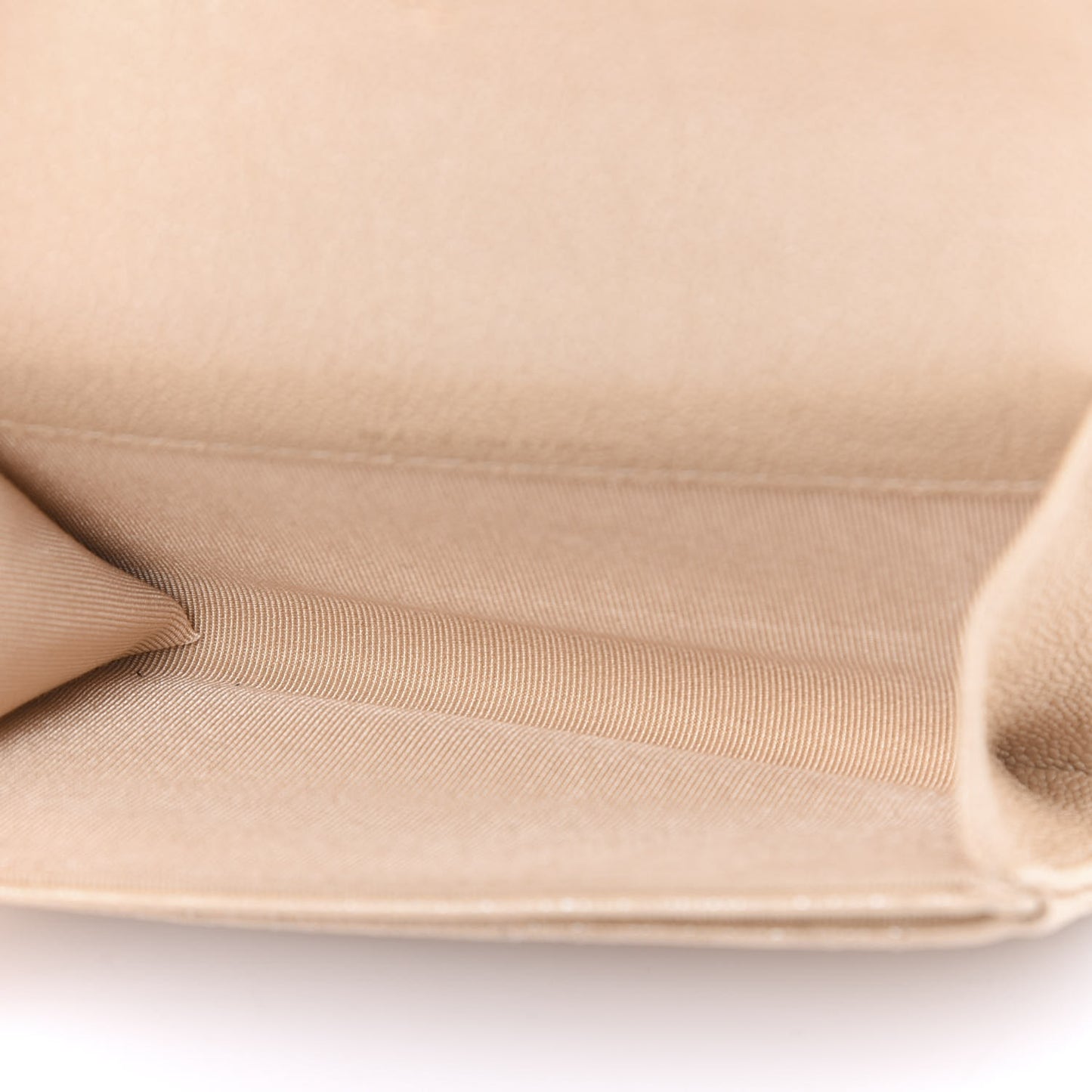 Iridescent Caviar Quilted Flap Card Holder Beige
