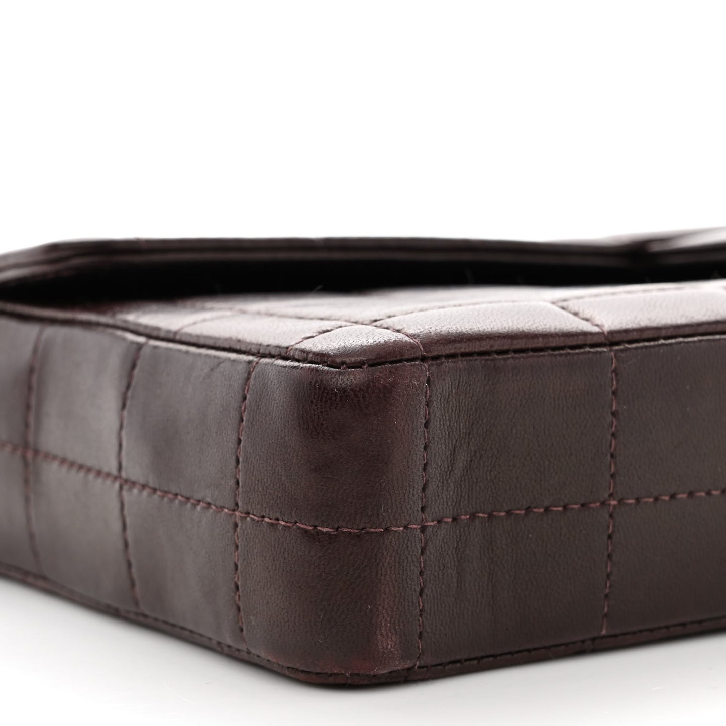 Lambskin East West Chocolate Bar Flap Brown