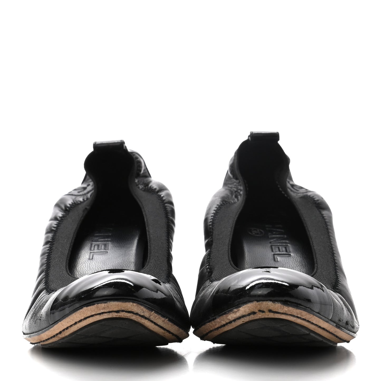 Lambskin Patent CC Elastic Stretch Pumps 38.5 Black