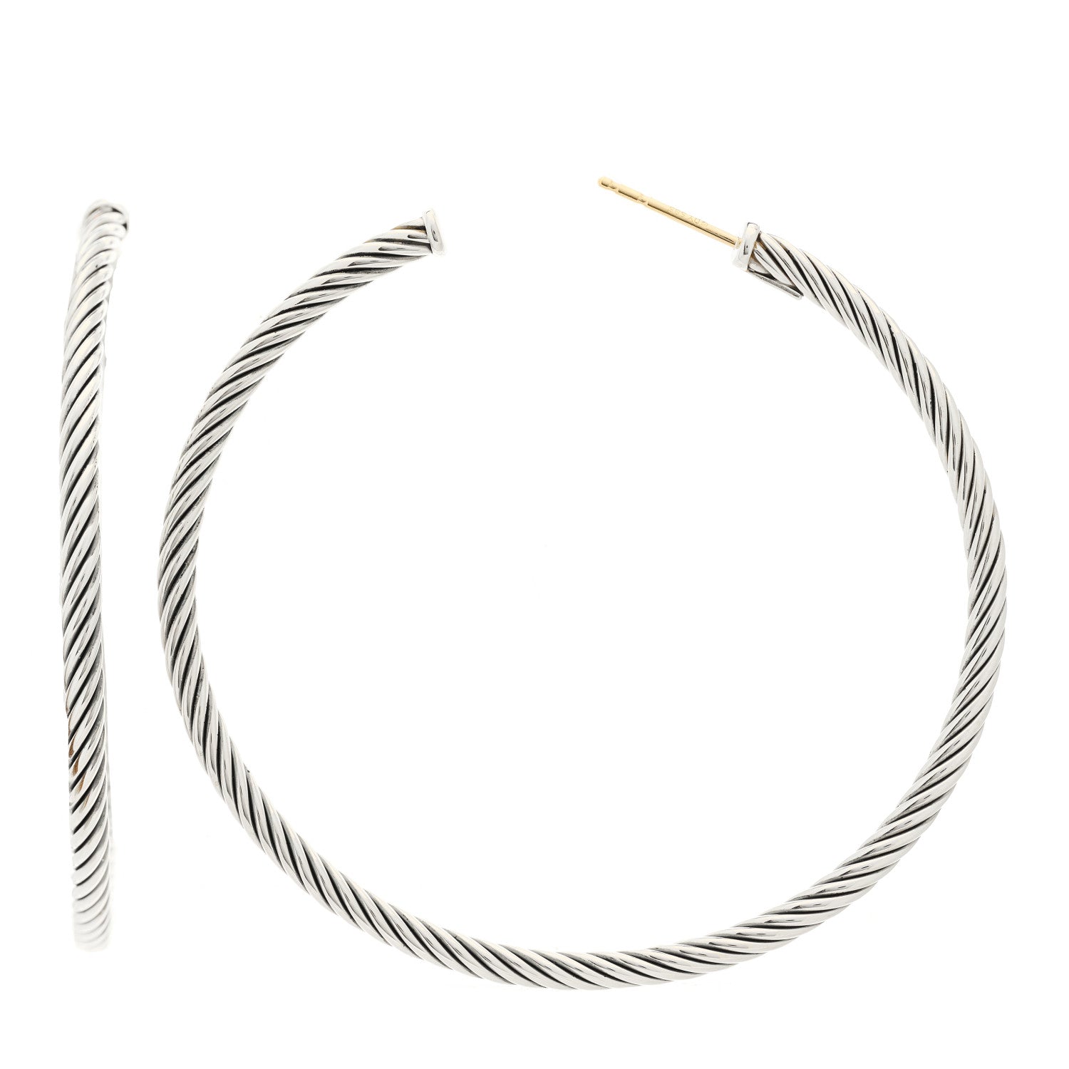 David Yurman Sterling Silver Extra Large Cable Classics Hoop Earrings 1 of 4