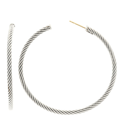David Yurman Sterling Silver Extra Large Cable Classics Hoop Earrings 1 of 4