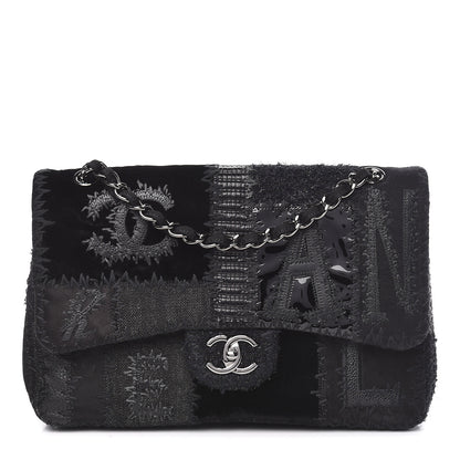 Chanel Tweed Patchwork Jumbo Single Flap Black 1 of 13