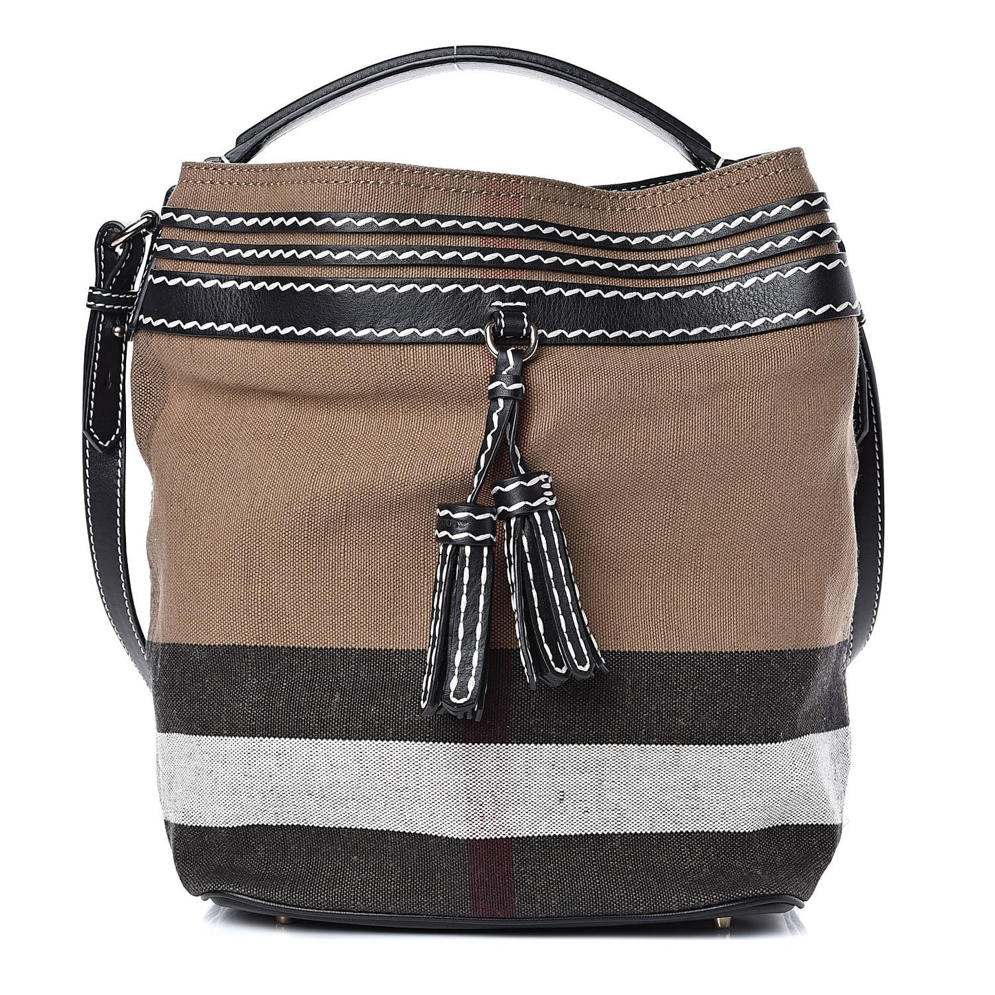 Canvas Mega Check Medium Ashby Tassel Hobo Black