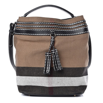 Burberry Canvas Mega Check Medium Ashby Tassel Hobo Black 1 of 10