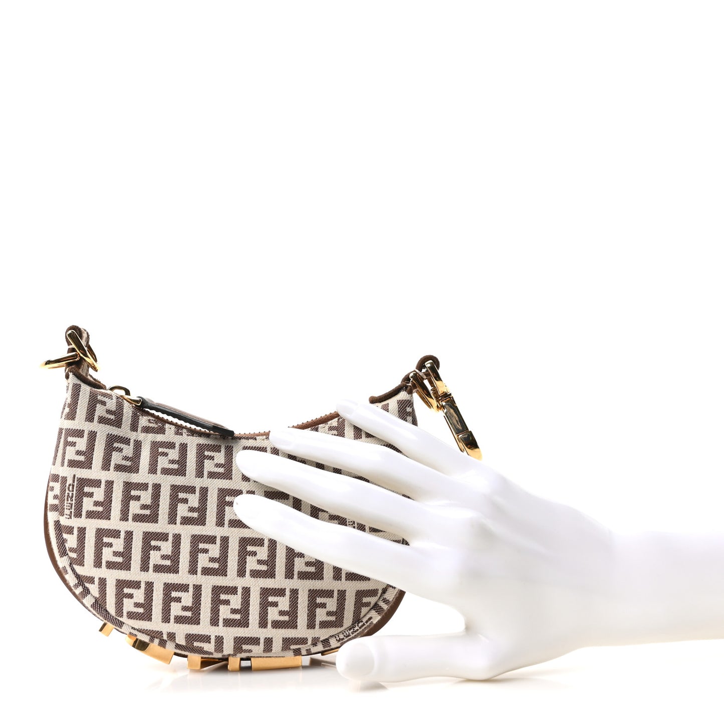 Fabric Jacquard FF 1974 Nano Fendigraphy Hobo Charm Beige