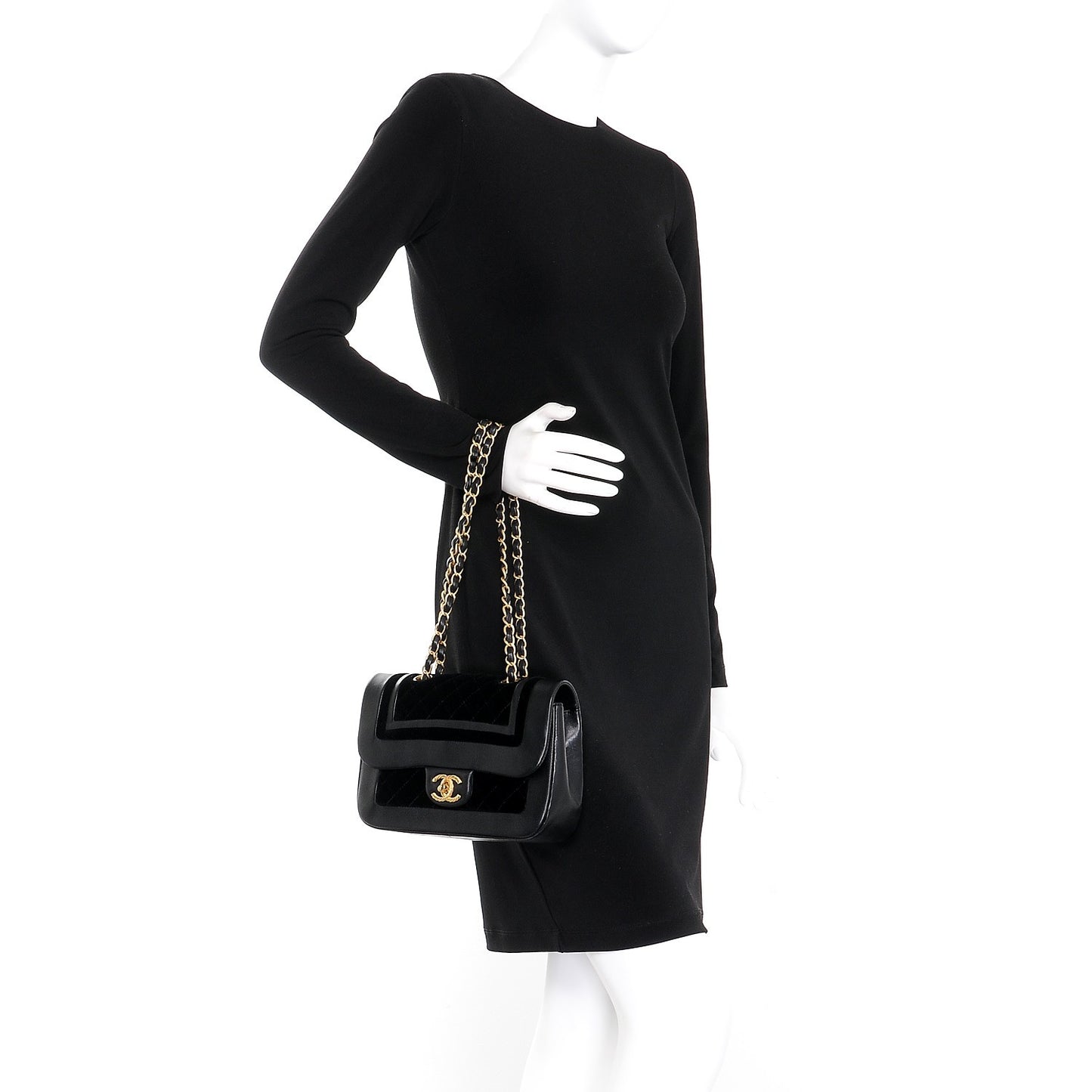 Metallic Lambskin Velvet Quilted Small Flap Black