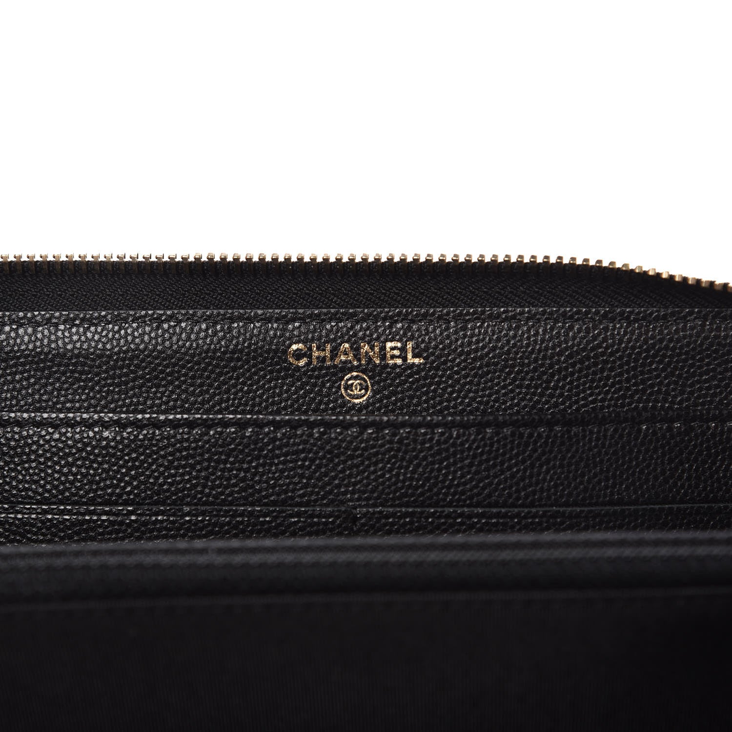 Chanel Caviar Camellia Embossed Large Zip Around Gusset Wallet Black 6 of 8