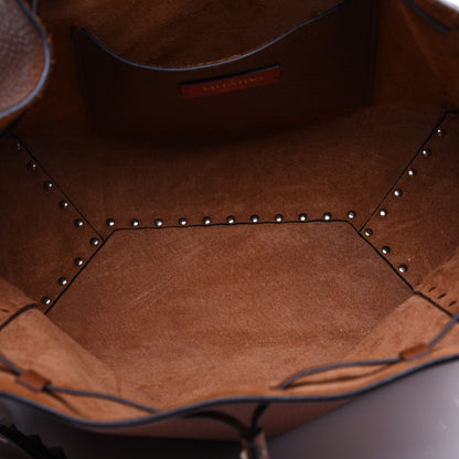 Valentino Garavani Pebbled Calfskin Rockstud Bucket Bag Saddle Brown 5 of 11