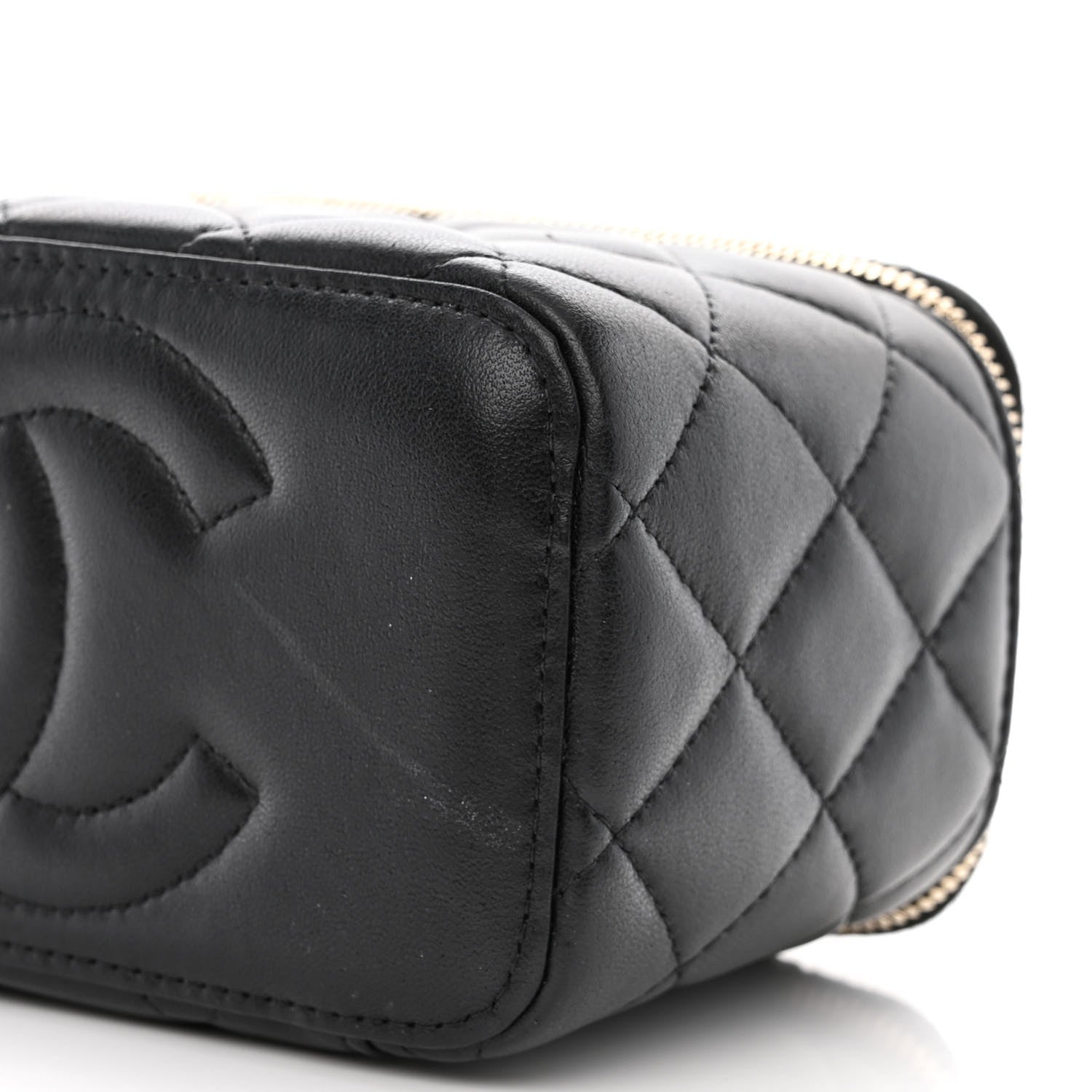 Chanel Lambskin Quilted Metal Small Top Handle Vanity Case With Chain Black 10 of 12