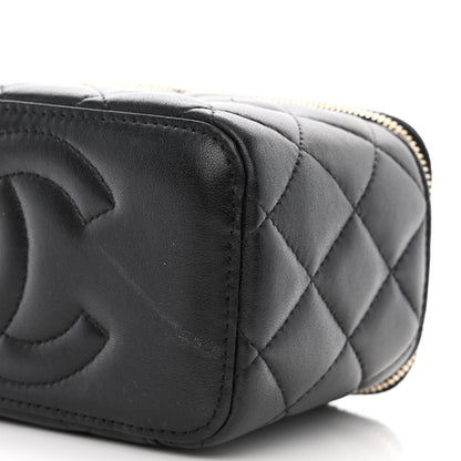 Chanel Lambskin Quilted Metal Small Top Handle Vanity Case With Chain Black 10 of 12