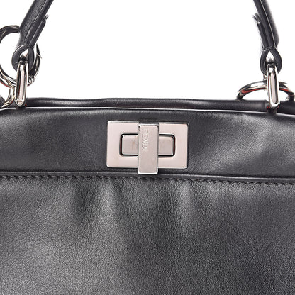 Fendi Nappa Karung Monster Eyes Mini Peekaboo Iconic Satchel Black Papavero 11 of 11