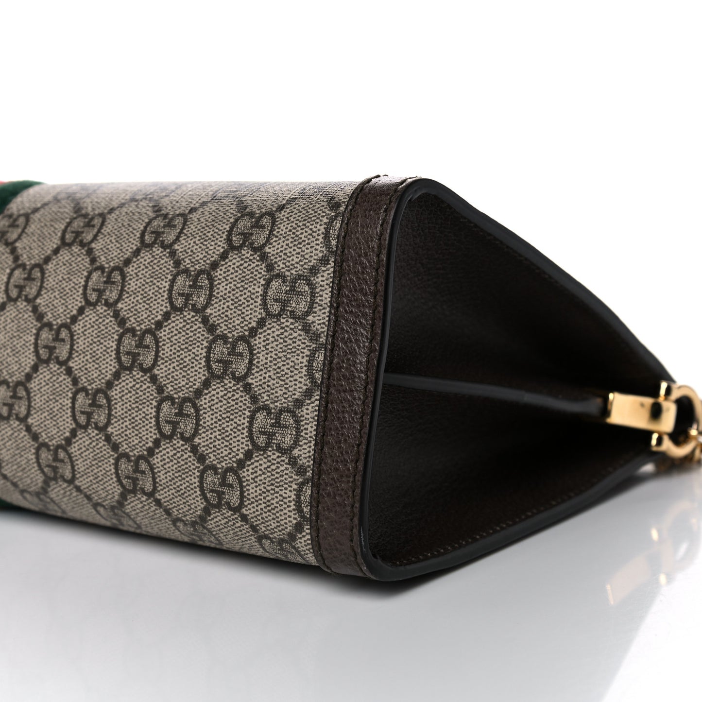 GG Supreme Monogram Web Medium Ophidia Chain Shoulder Bag Brown